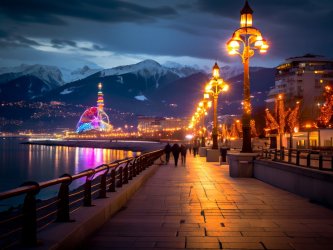 Эффектная прогулка по вечернему городуСочи в компании эскорт модели