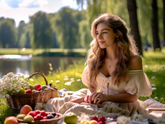 Романтический пикник в парке Москвы с моделью