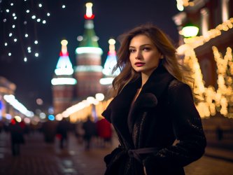 Прогулка по ночной Москве с моделью