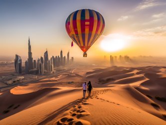 Дубай : Что ожидать от полета на воздушном шафе над пустыней с эскорт моделью