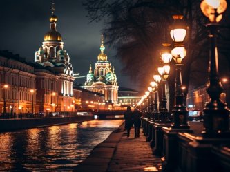 Санкт-Петербург: Прогулка вдоль каналов и мостов по ночным набережным с фонарями